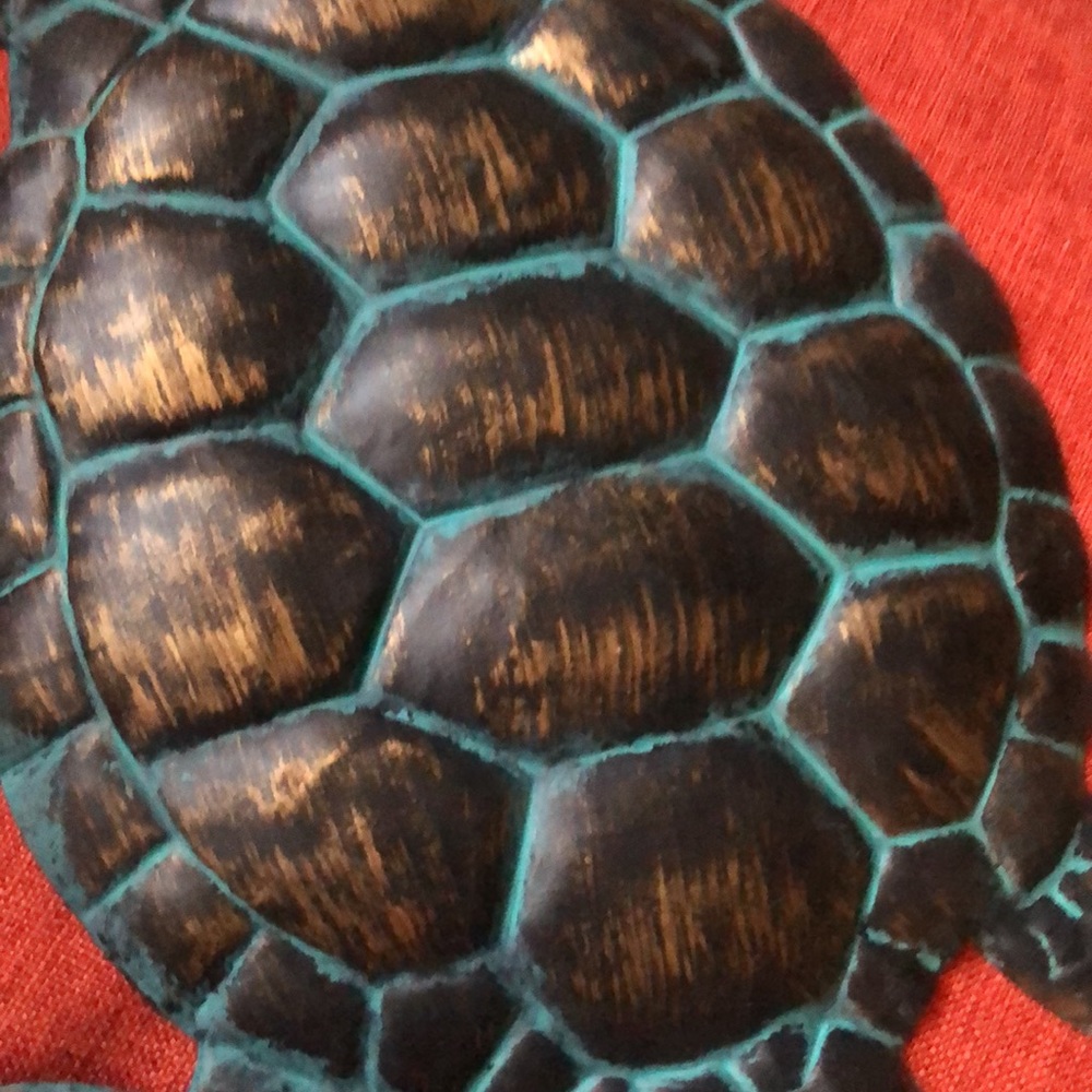 Metal turtle. Bronze with Aqua blue color. No hanger on back but could be added. - Picture 3 of 8